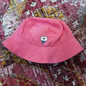 Lazy Oaf Pink Cord Bucket Hat with Kitty embroidery